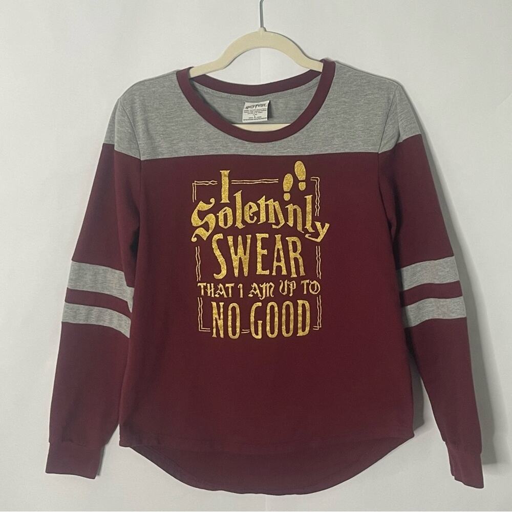 Harry Potter novelty academia maroon long sleeve pullover shirt sweater Size L